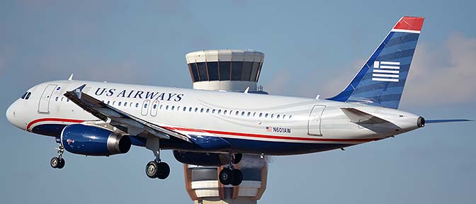 US Airways Airbus A320-232 N601AW, Phoenix Sky Harbor, January 9, 2016